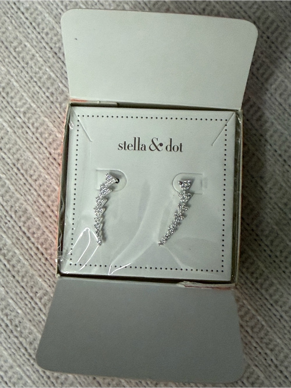 Stella & Dot Silver Crystal Ear Climbers - Sparkling Silver Tapered Earrings